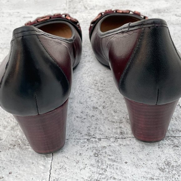 Nurture Women Heel Sandal Shoes Brown/Black Leather Upper Size 8.5M - Picture 7 of 12